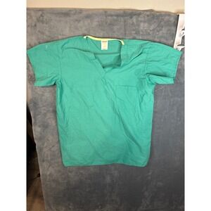 Standard Textile Scrub Set Small Teal Green V-Neck Top Drawstring Pants Medical